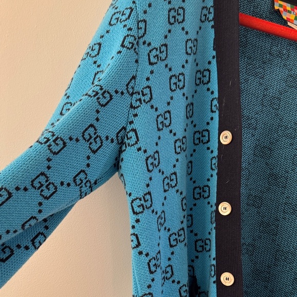 Gucci Teal and Black Men's Cardigan - Picture 9 of 11